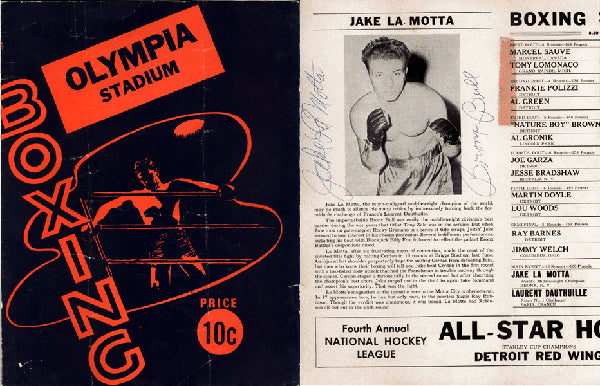 LAMOTTA, JAKE-LAURENT DAUTHUILLE OFFICIAL PROGRAM (1950-SIGNED BY LAMOTTA)