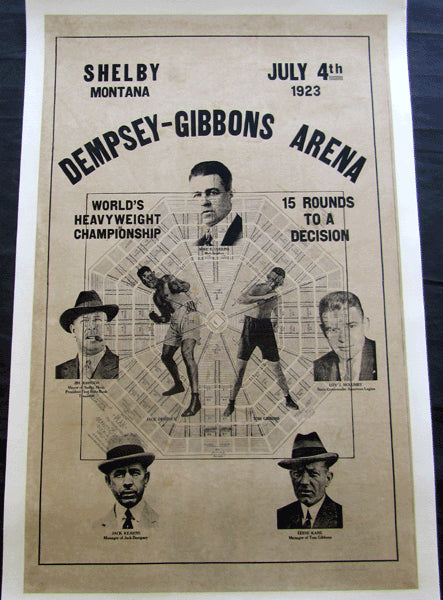 DEMPSEY, JACK-TOMMY GIBBONS ON SITE POSTER (1923)