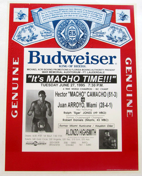 CAMACHO, HECTOR "MACHO"-JUAN ARROYO ON SITE POSTER (1995-SIGNED BY CAMACHO)