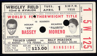 BASSEY, HOGAN "KID"-RICARDO MORENO STUBLESS TICKET (1958)