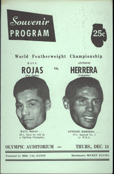 ROJAS, RAUL-ANTONIO HERRERA OFFICIAL PROGRAM (1967)