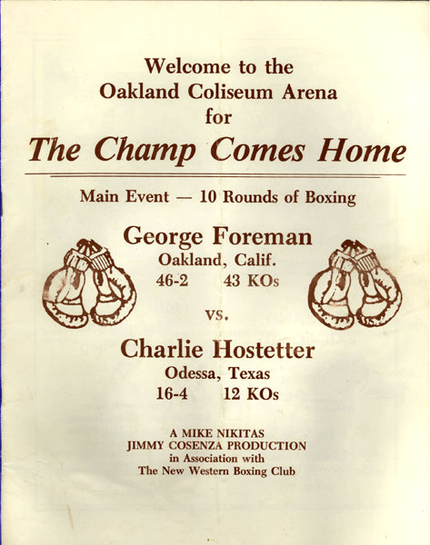 FOREMAN, GEORGE-CHARLIE HOSTETTER OFFICIAL PROGRAM (1987)