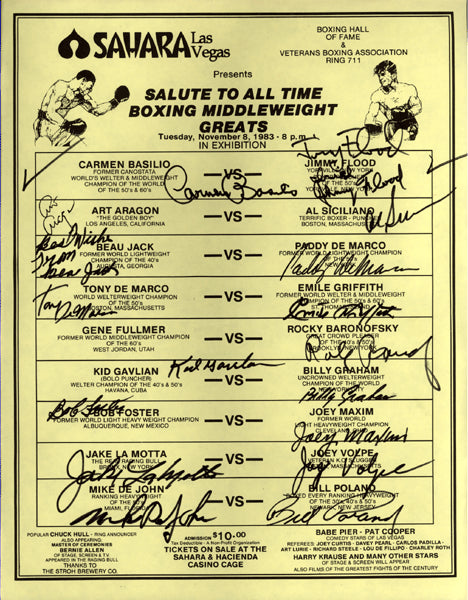 SALUTE TO THE GREAT MIDDLEWEIGHTS SIGNED PROGRAM (1983)