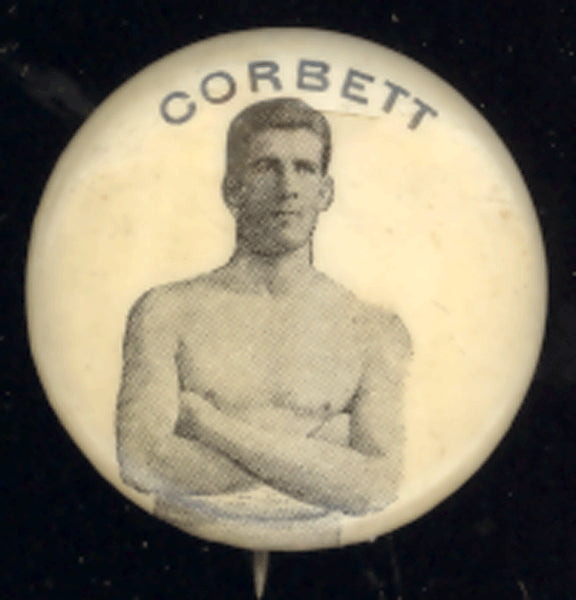 CORBETT, JAMES J. SOUVENIR PIN (1890'S)
