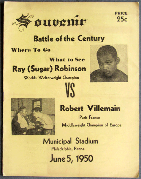 ROBINSON, SUGAR RAY-ROBERT VILLEMAIN SOUVENIR PROGRAM (1950)