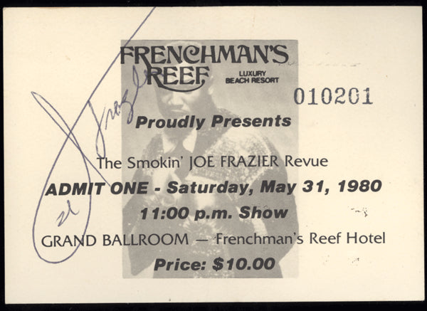 FRAZIER, JOE REVUE SIGNED FULL TICKET (1980)