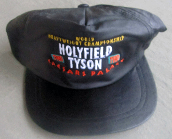 TYSON, MIKE-EVANDER HOLYFIELD SOUVENIR LEATHER CAP (1991-POSTPONED)