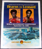 LEONARD, SUGAR RAY-THOMAS "HITMAN" HEARNS ON SITE POSTER (1981-SIGNED BY BOTH)