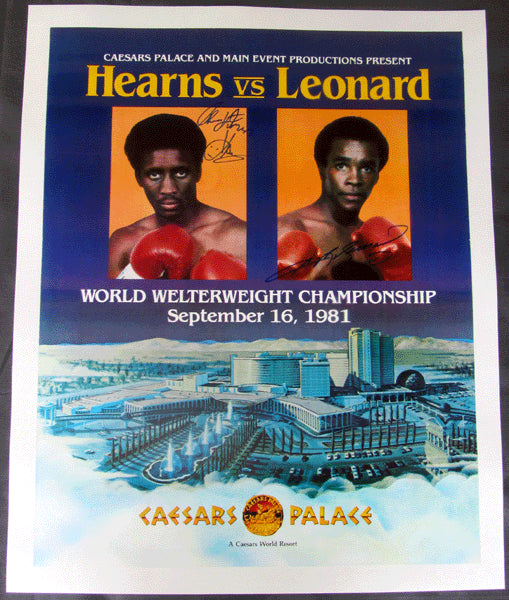 LEONARD, SUGAR RAY-THOMAS "HITMAN" HEARNS ON SITE POSTER (1981-SIGNED BY BOTH)