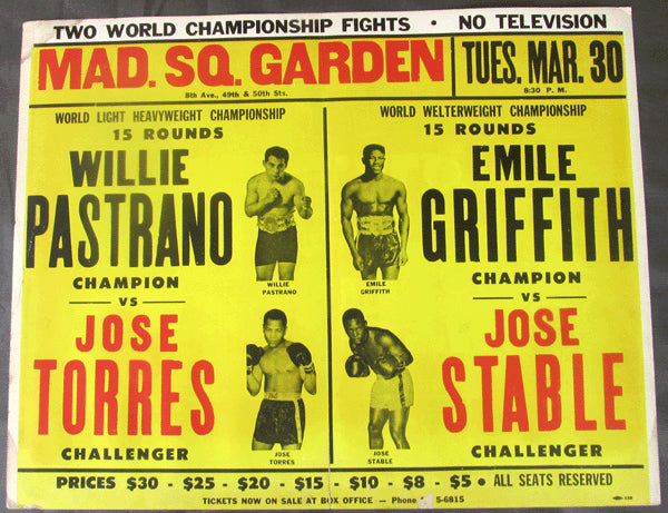 GRIFFITH, EMILE-JOSE STABLE & PASTRANO-TORESS ON SITE POSTER (1965)