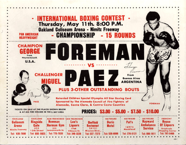 FOREMAN, GEORGE-MIGUEL PAEZ ON SITE BROADSIDE (1972)