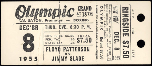 PATTERSON, FLOYD-JIMMY SLADE FULL TICKET (1955)