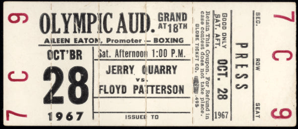 PATTERSON, FLOYD-JERRY QUARRY II FULL TICKET (1967)