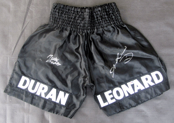 LEONARD, SUGAR RAY & ROBERTO DURAN SIGNED TRUNKS (PSA/DNA AUTHENTICATED)