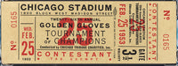 LISTON, SONNY FULL GOLDEN GLOVES TICKET (1953-3RD ROUND)