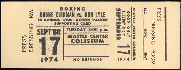 LYLE, RON-BOONE KIRKMAN FULL TICKET (1974)