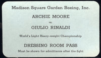 MOORE, ARCHIE-GIULIO RINALDI DRESSING ROOM PASS (1961)