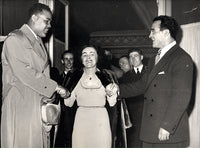CERDAN, MARCEL & JOE LOUIS & EDITH PIAF WIRE PHOTO (1948)