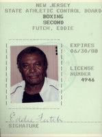 FUTCH, EDDIE SIGNED NEW JERSY LICENSE (1987-88-TYSON FIGHT)