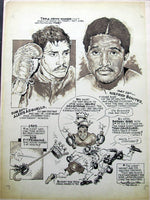 ARGUELLO, ALEXIS & WILFRED BENITEZ CARTOON ART (1981-BY CHARLIE MCGILL)