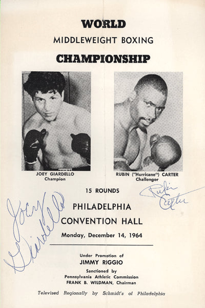 GIARDELLO, JOEY-RUBIN "HURRICANE" CARTER OFFICIAL PROGRAM (1964-VINTAGE SIGNED BY BOTH)