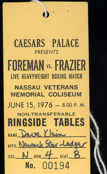 FOREMAN, GEORGE-JOE FRAZIER II PRESS PASS (1976)