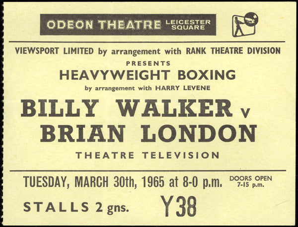 LONDON, BRIAN-BILLY WALKER STUBLESS TICKET (1965)