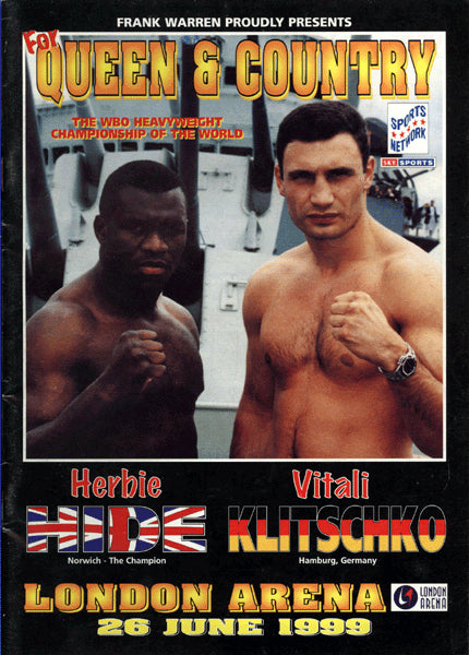 KLITSCHKO, VITALI-HERBIE HIDE OFFICIAL PROGRAM (1999-KLITSCHKO WINS TITLE)