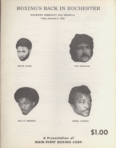 MONROE, WILLIE "THE WORM"-ANGEL GARCIA OFFICIAL PROGRAM (1976)