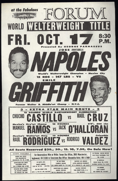 NAPOLES, JOSE-EMILE GRIFFITH ON SITE BROADSIDE (1969)