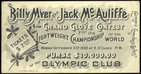 MCAULIFFE, JACK-BILLY MYER FULL TICKET (1892)