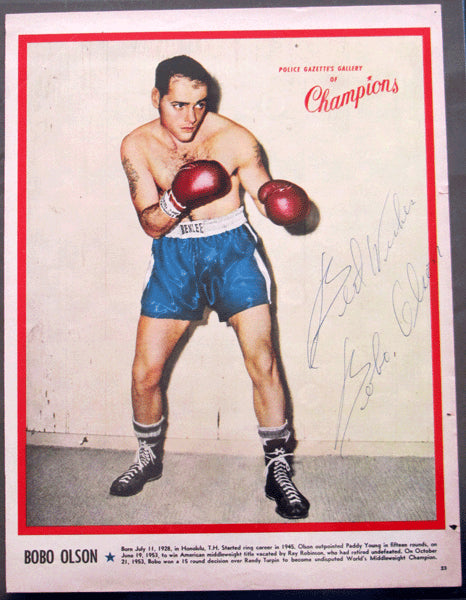 OLSON, CARL BOBO SIGNED POLICE GAZETTE GALLERY OF CHAMPIONS SUPPLEMENT