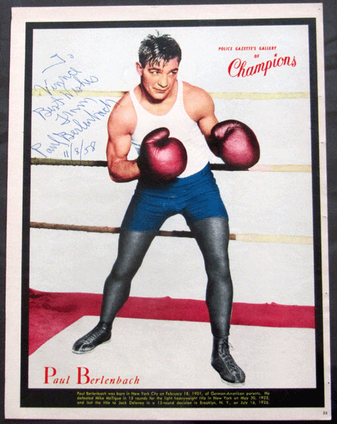 BERLENBACH, PAUL SIGNED POLICE GAZETTE GALLERY OF CHAMPIONS SUPPLEMENT