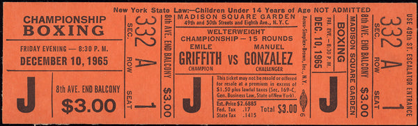 GRIFFITH, EMILE-MANUEL GONZALEZ FULL TICKET (1965)