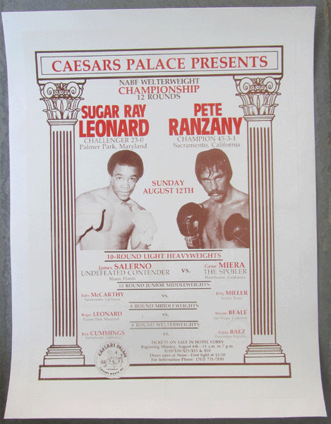 LEONARD, SUGAR RAY-PETE RANZANY ON SITE POSTER (1979)