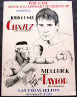 CHAVEZ, JULIO CESAR-MELDRICK TAYLOR I POSTER (1990-SIGNED BY TAYLOR)