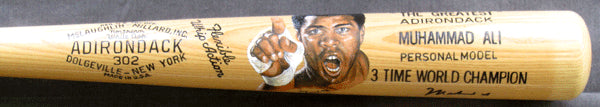 ALI, MUHAMMAD SIGNED HAND PAINTED BASEBALL BAT