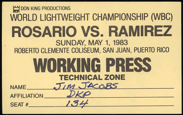 ROSARIO, EDWIN-JOSE LUIS RAMIREZ WORKING PRESS PASS (1983)