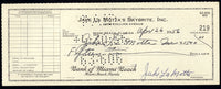 LAMOTTA, JAKE SIGNED BUSINESS CHECK (1956)