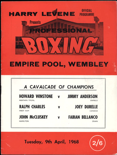 WINSTONE, HOWARD-JIMMY ANDERSON OFFICIAL PROGRAM (1968)