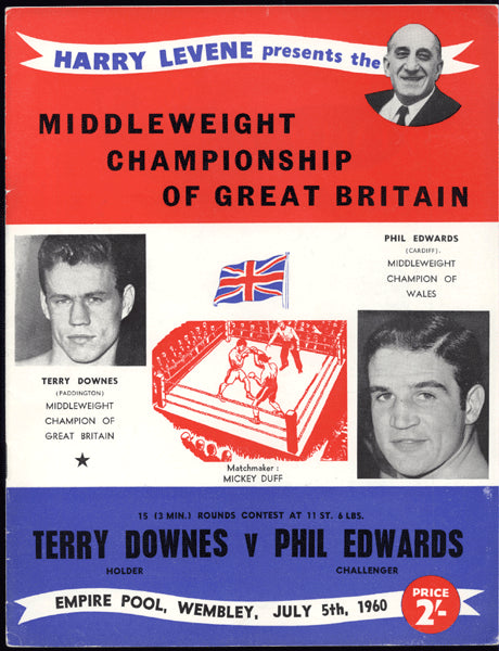 DOWNES, TERRY-PHIL EDWARDS OFFICIAL PROGRAM (1960-DOWNES WINS BRITISH TITLE)