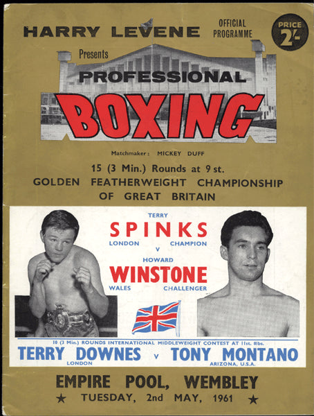 WINSTONE, HOWARD-TERRY SPINKS & TERRY DOWNES-TONY MONTANO OFFICIAL PROGRAM (1961)
