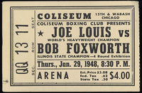 LOUIS, JOE-BOB FOXWORTH EXHIBITION STUBLESS TICKET (1948)