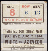 WHITE, CHARLEY-JOE AZEVEDO TICKET STUB (1914)