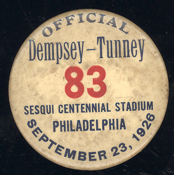 DEMPSEY, JACK-GENE TUNNEY I OFFICIAL'S PIN (1926)