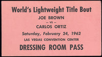 ORTIZ, CARLOS-JOE BROWN DRESSING ROOM PASS (1962)