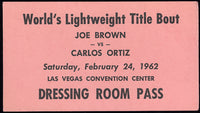 ORTIZ, CARLOS-JOE BROWN DRESSING ROOM PASS (1962)
