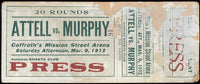 ATTELL, ABE-HARLEM TOMMY MURPHY FULL TICKET (1912)