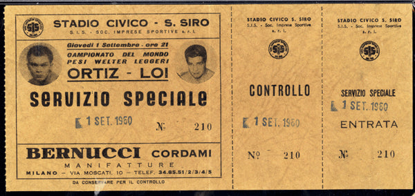 ORTIZ, CARLOS-DUILIO LOI FULL TICKET (1960)