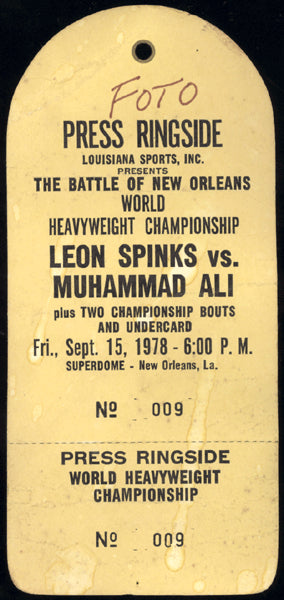 ALI, MUHAMMAD-LEON SPINKS II FULL PRESS RINGSIDE PASS (1978)